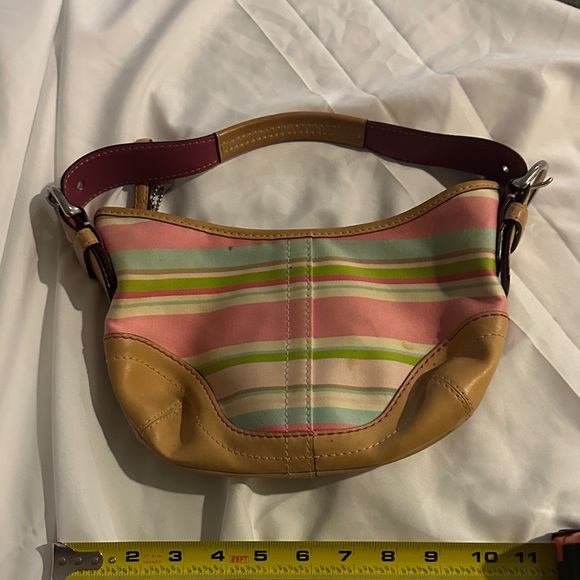 Striped Pink and Tan Women's Coach Bag - Picture 6 of 12